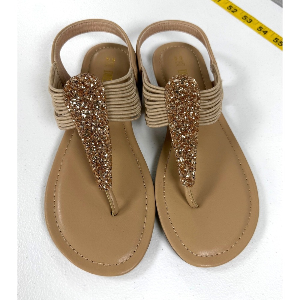 Dream Pairs Sparkly Sandals Women 5.5 Nude Rose Gold Glitter Resortwear Vacation